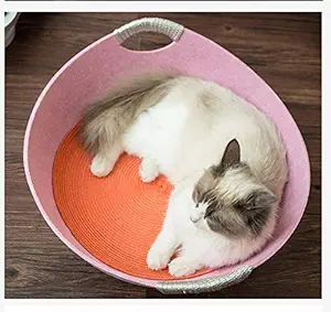 Pets Empire Cat Bed,Small Pet Felt Nest,Sleeping Basket Cave with Cool Pad Washable and Removable Four Seasons (Colour May Vary)