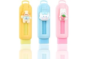 MUVONZI 3 PCS Versenkbarer Radiergummi, für Bleistifte und Buntstifte, Cartoon Radiergummi, nette Geschenkidee, 8.8 x 2.5 cm