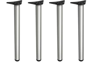Stolmet Adjustable Stainless Steel Table Legs – Height Extendable by 2.5 cm – Available in Six Colours – 710mm, 820mm, 1100mm (28", 32", 43") – 60mm Diameter (Brushed Chrome, 710mm (28 inch) x4)