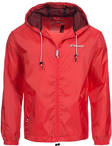 bergangs Jacke | Regenjacke | Windbreaker fr Herren Baxter von Geographical Norway - modische Funktions-Jacke mit Kapuze in Rot, Gr. L