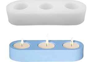 Eozighi Stampi per Candele Stampo per Candele in Silicone Stampo per Candeliere Stampo per Cilindro Candelabro per Portacandele,Decorazione da Tavola,Fai da Te Ornamenti Artigianali (3 Fori)
