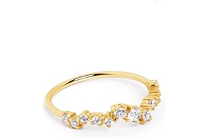 SINGULARU - Anillo Estellar - Anillo de Plata de Ley 925 con Acabado Baño de Oro de 18 Kt. - Joyas para Mujer - Hecho en España - Varios Acabados y Tallas