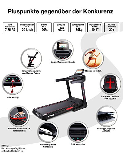 Sportstech F48 Profi Laufband mit 10,1 Zoll Android WiFi 7.75 PS 20 km/h mit Tablethalterung – klappbar - 3