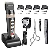 Hair Clippers, ETEREAUTY Professional Cordless Men's Clippers Hair Trimmer Rechargeable Hair Shaver Electric Haircut Kit Waterproof Ceramic Blade with Battery LED Display and 3 Adjustable Speeds for Adults and Kids