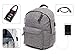 Produktbild Leonardo Rucksack Casual Klassisch Diebstahlsicherung mit Schloss, Backpack gepolstert für Tablet, iPad,-PC, Laptop, Computer, MacBook bis 15.6 Zoll Wasserdicht mit USB-Ladekabel im lieferumfang, robust und kratzfest, Anti Spray Wasser mit Taschen, Tasche Arbeit-Universität, Schule, Trekking, Wandern, Strand, Meer und Freizeit, Büro, Business, Reisen Flugzeug. Hohe Kapazität und multifunktional. 24 Liter Unisex für Herren, Damen, Kinder Tetto Curvo Melange Nero