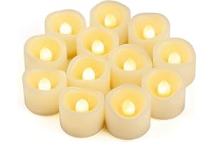 CANDLE IDEA 12 PCS LED Flameless Flickering Tea Lights Votive Candle Battery Operated/Electric Flicker LED Tealight Bulk Fake Candles for Halloween Christmas Wedding Party Decorations etc.(Warm White)