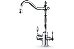 Ari 3-vägs köksarmatur diskbänksarmatur vattenkran blandare dricksvatten krom klassisk design retro