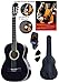 Konzertgitarre 4 4, schwarz, Rosewood Griffbrett und Brücke, Fichtendecke, Lern DVD, Karaoke CD, Songbook, gepolsterte Tasche mit Rückengarniture, 2 Stück Plectren, digitales Stimmgerät, Starter Set