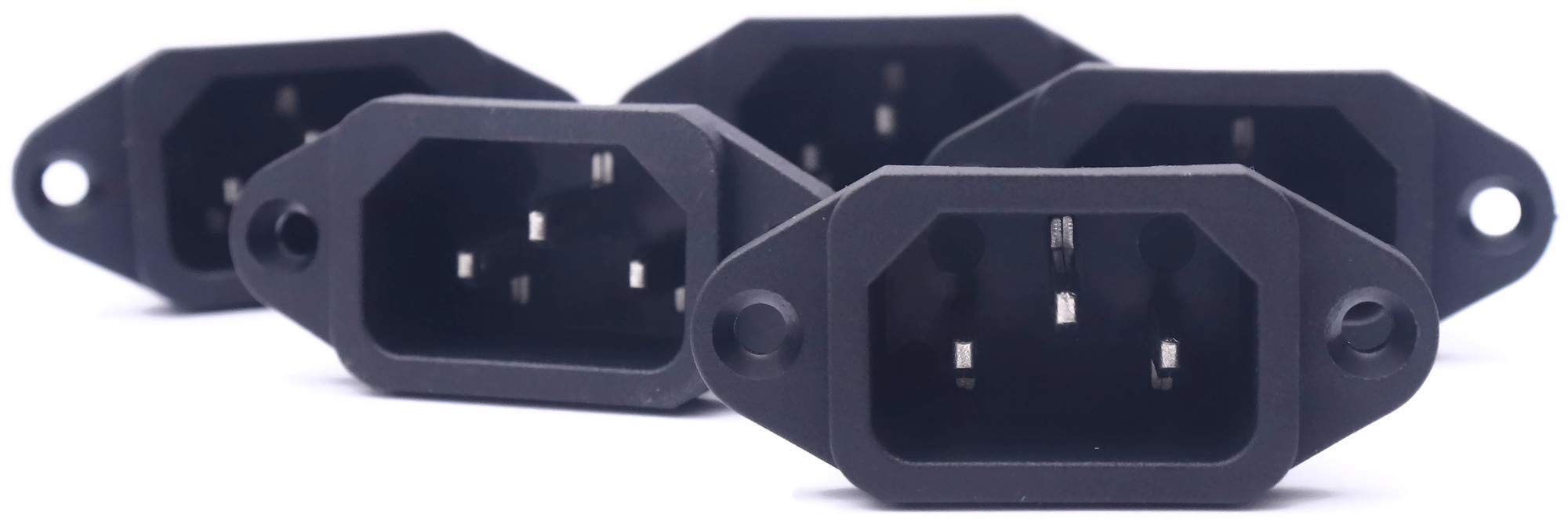 Electronic Spices AC 250V 10A 3pin Panel Mount Plug Adapter Connector Socket,Black - PACK OF 5
