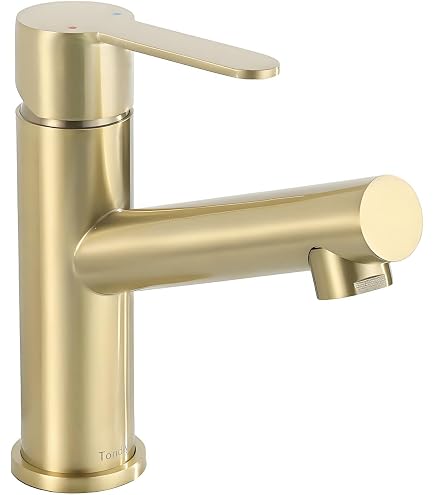 FBUKE Waschbeckenarmatur In Gebürstetem Gold – Moderne Einloch-Mischbatterie Fürs Badezimmer