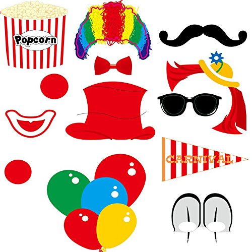 Veewon 13 Stück Fotorequisiten Photo Booth Props Diy Kit Zirkusclown Cosplay für Fotografie in Karnevals-Party, Hochzeit, Geburtstagsfeier - 4