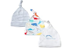 CuteOn 3 Pacchetti Bambino Beanie Nodo Cappello Neonato Ragazzi Ragazze Cotone Regolabile Berretto per Bambino 0-6 Mesi