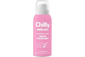 Chilly Senza Risciacquo, Detergente Intimo Senza Risciacquo Delicato, Da usare sulla Carta Igienica, Adatto alle Pelli Sensibili, Formula in Mousse a pH5, Con Anti-Odor, Clinicamente Testato - 100ml
