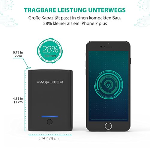 Powerbank RAVPower 10000mAh Externer Akku mit iSmart 2.0 3,4A Output 2 Port für iPhone 8 / iPhone 8 Plus / iPhone X, iPad, Galaxy S8 / S8 Plus weitere Smartphone, Tablet, Schwarz reviews Powerbank RAVPower 10000mAh Externer Akku mit iSmart 2.0 3,4A Output 2 Port für iPhone 8 / iPhone 8 Plus / iPhone X, iPad, Galaxy S8 / S8 Plus weitere Smartphone, Tablet, Schwarz