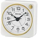 Seiko qhe144 W Analog Nachttisch Beep Wecker mit Licht, weiß, 8,7 x 7,2 x 5,2 cm
