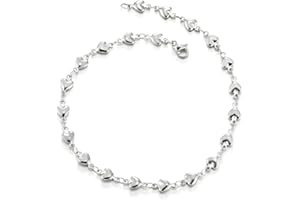 COOLSTEELANDBEYOND Acciaio Inossidabile Soffio Cuore Collegamento Chain Cavigliera da Donna Ragazze