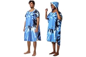 Winthome Poncho Surf Asciugatura Rapida, Accappatoio Poncho Aiuto Cambio Spiaggia, con Tasca e Cappuccio, Accappatoio Uomo Donna Microfibra per Nuoto, Surf, Spiagge, Doccia, Viaggio (Blu 1, XL)