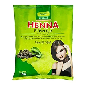 Sunny Henna Powder Fortified with Arnica, Bhringraj, Katha, Amla, Shikakai & Brahmi | With Extra Conditioner For Dry Hair, Natural Colour For Hair, Hands & Feet | For Women & Men 100 gm (Pack 2)