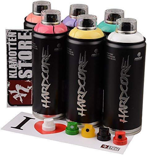 MTN Hardcore Spray Paint Cans Glossy Speaker 6x400ml Caps