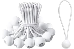 NOKDAL 25 Piezas Tensores Lona Piscina Tensor Elastico con Bola Tensores Elasticos para Toldos Cuerdas Elasticas con Bolas Bungee Gomas Tensoras Tensores Elasticos Resistentes para Lonas Tiendas-Blanco