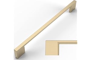 Amerdeco Pack of 6 Furniture Handles, Brushed Brass, 192 mm Hole Spacing, Zinc Alloy Drawer Handles & Cabinet Handles for Kitchen Cabinets & Wardrobes UK0022