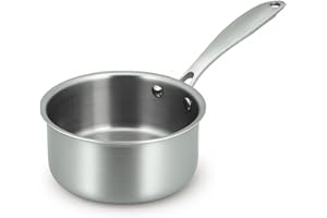 MENASTYL - Casserole inox 18/10 Triply 16cm tous feux dont induction fabriquée en France - sans PFAS ni substances nocives - Compatible lave-vaisselle - Poignée rivetée - 6020489