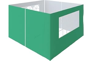 Green Bay Gazebo Side Panels 3x3m, 4 Pack Replacement Exchangeable Wall Panels with zipper and Window Green