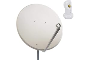 Premium X Satelliten-Komplettanlage 100cm Satellitenschüssel Stahl Hellgrau Single LNB SAT für 1 Teilnehmer