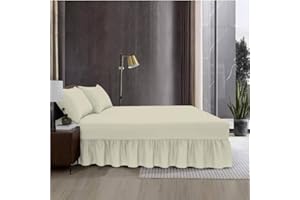Fit Even Bedding Valence Sheet Collection - Soft Brushed Polycotton, Easy Wrap Elastic, Extra Deep Frilled with a Drop of 40cm (Double, Cream)