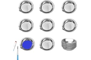 Rifrpha 18 Pièces Petit Plateau de Peinture Rond en Acier Inoxydable Pigments de Peinture Plateau Godet Peinture Plateau de Palette de Mélange de Peinture pour Maquillage, Aquarelles, Artiste