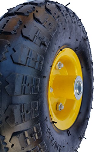 2 x Frosal Luftrad Bollerwagen Ø 260 mm 4.10/3.50-4 | Ersatzrad Reifen Sackkarre | Achse 16 mm | Rad mit Kugellager | Stahlfelge Gelb - 2