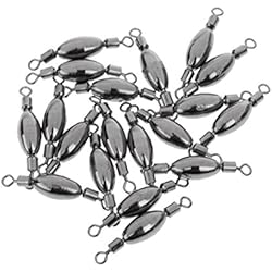 Sharplace 20pc Eslabón Giratorio Swivel Sinker Plomo Pesca Hundimiento Rápido Fuerte Duradero - 32mm