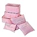 Produktbild 6 x Gepäck Organisatoren Verpackung Cubes Reise Aufbewahrungsbeutel Für Gepäck Koffer Kleidung Schuhe Socken underwares Bras Cosmetics (3 Würfel + 3 Kompression Beutel) rosa rose