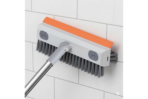 Anmarko 3-in-1 Bathroom Floor Scrub, Wall, Tile & Grout Cleaning Brush with Wiper and Adjustable Long Handle 180° Rotate Home and Kitchen Cleaner Mop Ideal for Deep Clean & Stain
