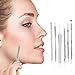 Bestidy Blackhead Remover Pimple Acne Extractor Tools Comedone Removal Kit Treatment for Blemish, Whitehead Popping, Zit Removing -with a Leather Case (Silver)