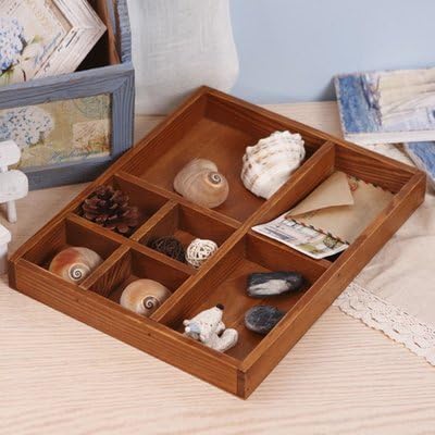 Gotobuyworld Retro Cosmetic Storage Box jewelry Box Wooden Sectioned Pallets 30*24*7.5cm