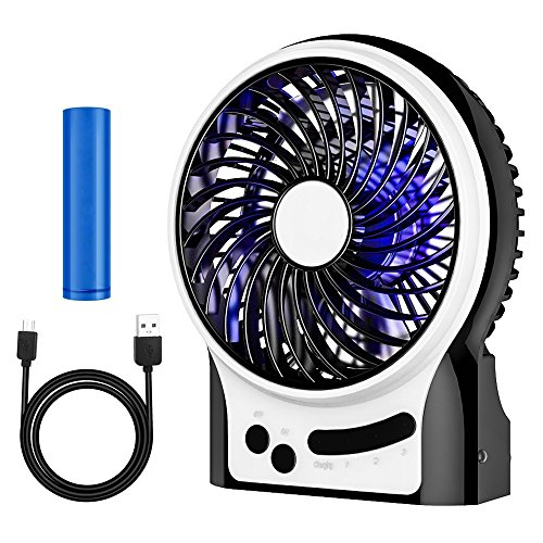 Anmete Mini Fan USB Rechargeable Handheld Personal Fan Table Desk Fan Battery Powered Portable Cooling Fan with 3 Speeds Small Quiet Travel Fan for Home Office Kitchen Bedroom Outdoor Camping Hiking