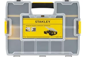 STANLEY Werkzeug-Organizer Sortmaster Sortimentskasten für Aufbewahrung - Sortierbox Aufbewahrungsbox für Werkstatt (43.29 x 9.2 x 33.0 cm, Innenteiler anpassbar, Deckel verriegelbar) 1-94-745