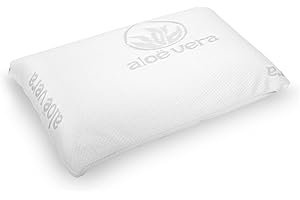MERCURY TEXTIL - Almohada viscoelástica con Tejido de Aloe Vera, termoregulable adaptabilidad al Cuello de Alta recuperación. (Almohada Viaje 40cm)