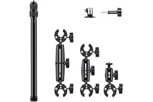 NEWFUN Supporto per Videocamera, Accessorio per insta360 x4, Kit per Moto per insta360 x4, X3, X2 Rotazione di 360 Gradi, Doppio Morsetto, Supporto per Moto, Compatibile con Più Dispositivi