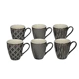 430 ml Volumen Tognana 6er Set Kaffeebecher/Kaffeetasse / Becher/Mug aus Keramik, 430 ml, in grau, mit unterschiedlichen Strukturen in der Oberfläche