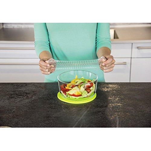 Xavax wiederverwendbare Silikon Frischhaltefolie (extrem dehnbare Silikondeckel, drei verschiedenen Größen für Schüssel, Töpfe oder Gläser, wasser- und luftdicht, 3er-Set) transparent - 8