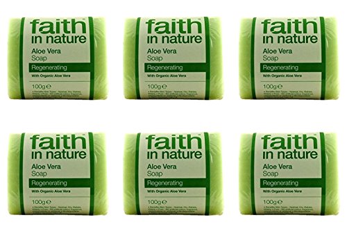 (6 PACK) - Faith in Nature - Aloe Vera Pure Veg Soap | 100g | 6 PACK BUNDLE