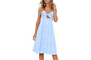 FANCYINN Vestidos Mujer Verano Casual Fiesta Media Pierna Bandage Floral Vestidos Midi Mujer
