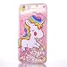 Produktbild iPhone 6 Plus / 6S Plus Hülle, Chreey [Bunt Einhorn] Flüssig Treibsand Glitzer Pailletten Transparent mit Bunt Muster Handyhülle Schutzhülle Hart Schale TPU Silikon Bumper Case Weiche Rand [Rosa]