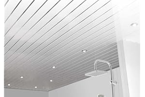 Proclad - Aquaclad Ceiling Panels with T&G - PVC Ceiling Cladding Solutions Home Decor, PVC Ceiling Shower Panels, Ideal for Bathrooms, Showers and Kitchen - White and Silver (2.6m) - Single Panel