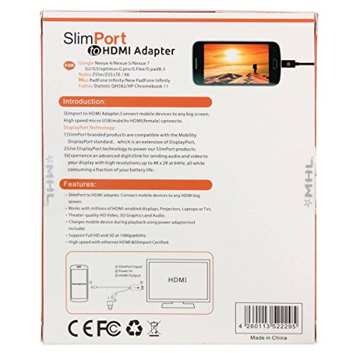 ELEGIANT Slimport zu HDMI Adapter HDTV TV Video Adapter Viedo Konverter USB Kabel Cable für LG G4 G3 G Flex Nexus 4 5 7 ASUS PadFone Infinity / New PadFone Infinity usw - 9
