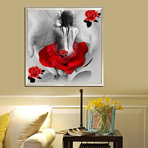Amazingdeal365 Motiv-Rose Mädchen 5D DIY Diamond Stickerei Malerei Kreuzstich Kinderhandarbeit zum Lernen für Balkon,Terasse,Café,Kinderzimmer,Wohnzimmer, Schlafzimmer, Arbeitszimmer usw. - 4