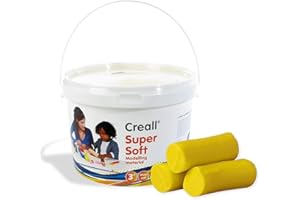 Creall Supersoft Knetmasse Gelb, 1750g Eimer | Superweiche, dauerhafte Modelliermasse | Auf Wachsbasis, trocknet nicht aus | Für Kinder & Erwachsene | Made in Holland