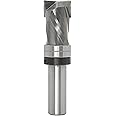 Sinoprotools Compression Up-Down Spiral Flush Trim Router Bit 1/2 Shank 3/4" Cutting Dia, with 2 Top Bearing Pattern/Plunge Router Bit, Solid Carbide Trim Router Bits for Wood Trimming